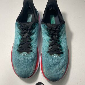 Hoka One One  Clifton 8 Athletic Shoes Teal and Black Size 9.5 2E SB-AX